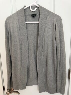 Worthington Open-Front Gray Ribbed Shawl Cardigan